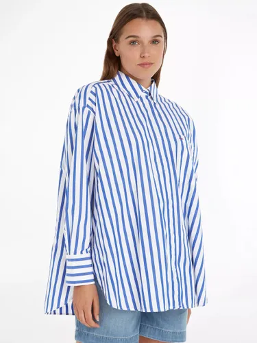 Tommy Hilfiger Oversized Stripe Organic Cotton Shirt - Ultra Blue - Female