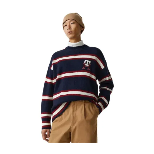 Tommy Hilfiger , Oversized Striped Pullover Sweater ,Blue male, Sizes: