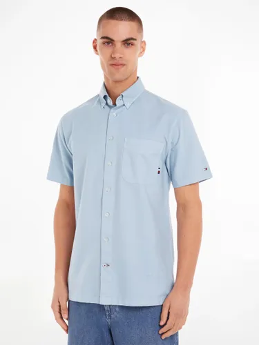 Tommy Hilfiger Oxford Regular Fit Short Sleeve Shirt, Blue - Blue - Male