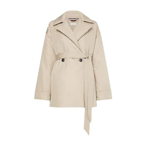 Tommy Hilfiger , Padded Double-Breasted Women`s Jacket ,Beige female, Sizes: