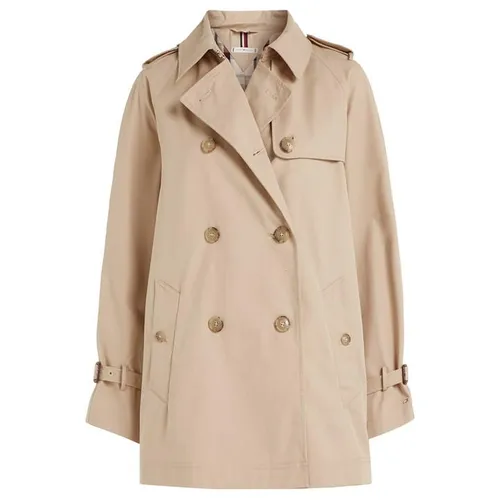 Tommy Hilfiger Peached Cotton Short Trench - Beige