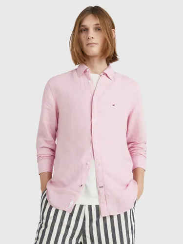 Tommy Hilfiger Pigment Long Sleeve Linen Shirt, Classic Pink - Classic Pink - Male