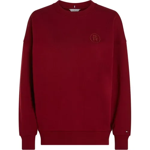 Tommy Hilfiger Plus Size Monogram Embroidery Sweatshirt - Red