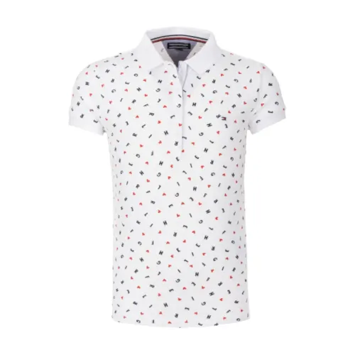 Tommy Hilfiger , Printed Polo ,White female, Sizes: