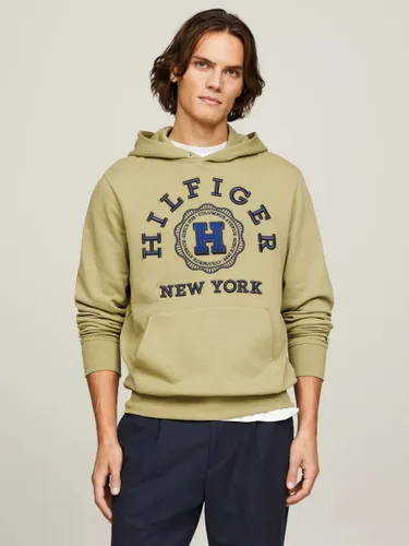 Tommy Hilfiger Pullover Logo Hoodie, Faded Olive - Faded Olive - Male