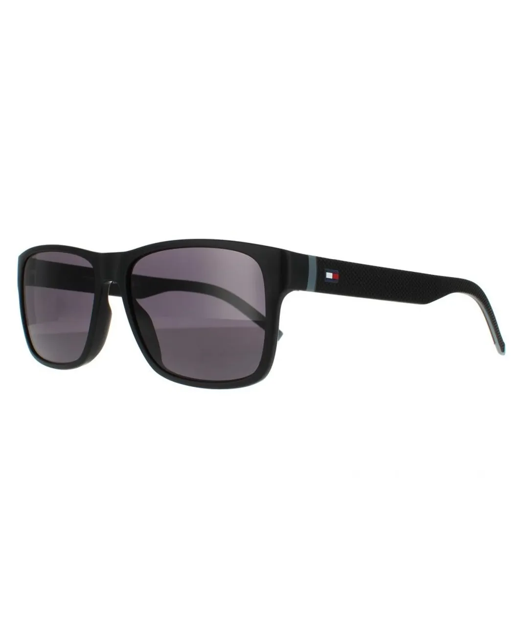 Tommy Hilfiger Rectangle Mens Matte Black Grey Sunglasses - One