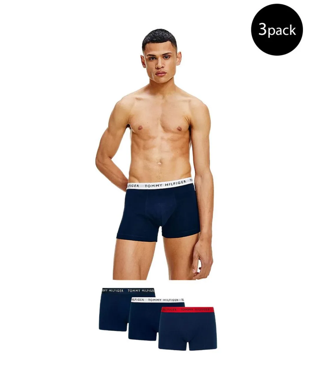 Tommy Hilfiger Recycled Essentials 3 Pack Mens Trunk - Blue Cotton
