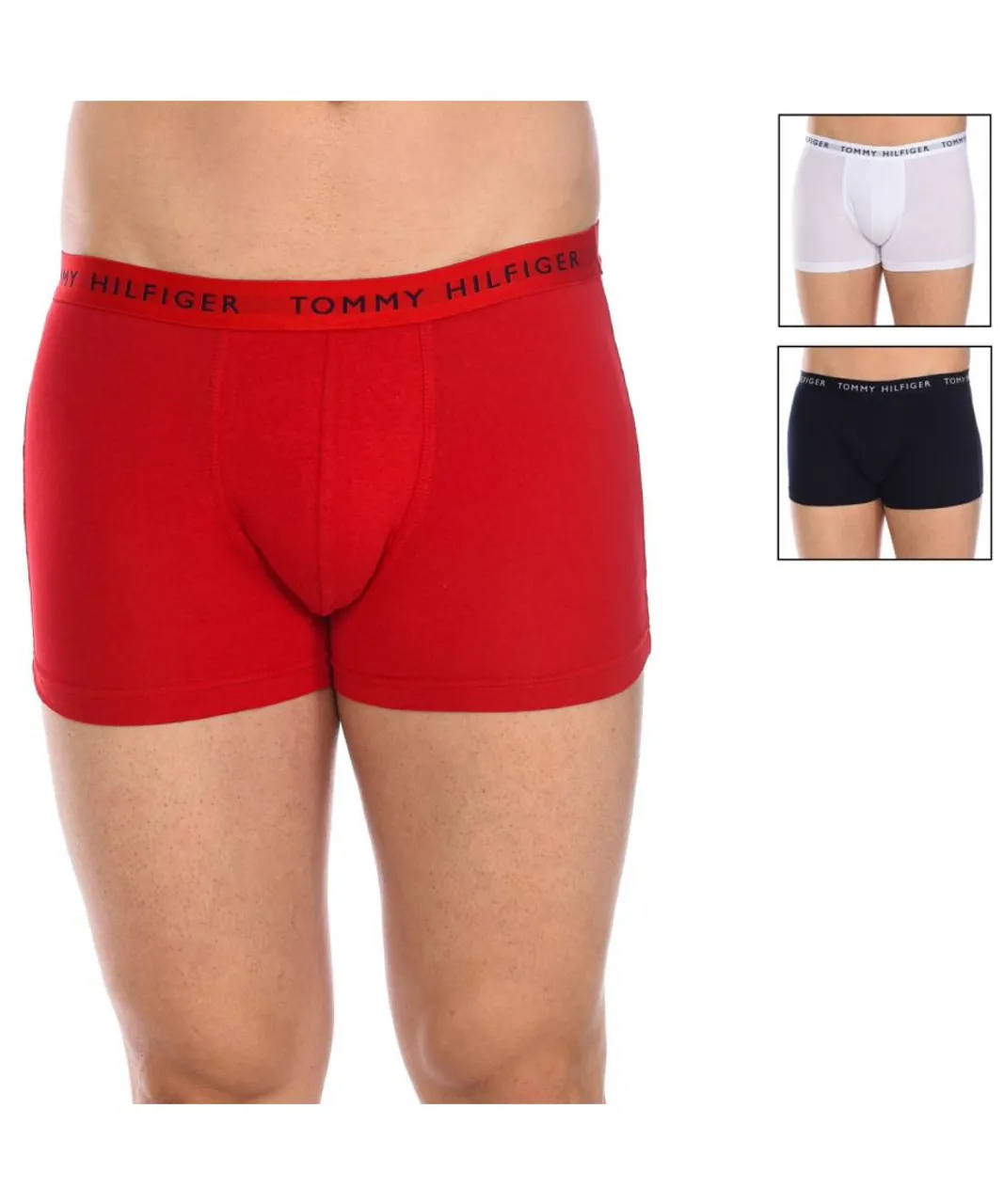 Tommy Hilfiger Recycled Essentials 3 Pack Mens Trunk - Red Cotton