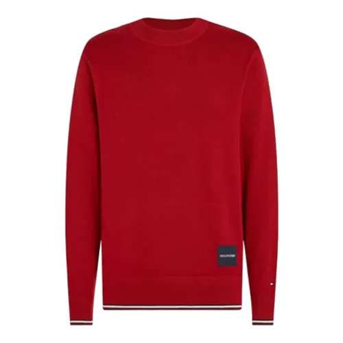 Tommy Hilfiger , Red Cotton Blend Crewneck Sweater ,Red male, Sizes:
