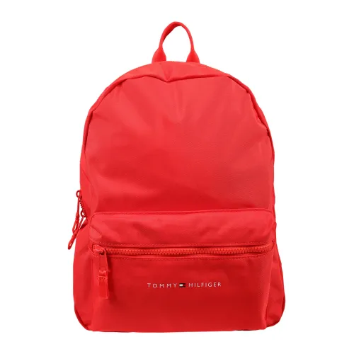 Tommy Hilfiger , Red Fabric Backpack with Iconic Logo ,Red unisex, Sizes: ONE SIZE
