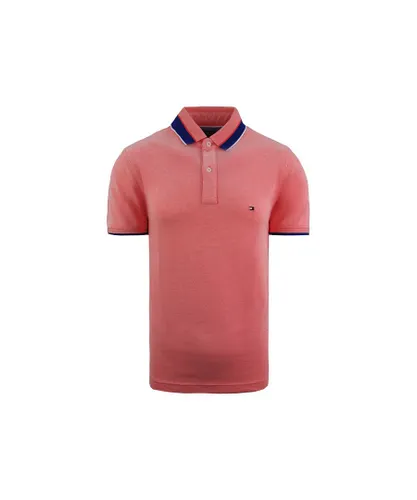 Tommy Hilfiger Regular Fit Tipped Slim Polo Shirt Orange Mens Top MWOMWO5124 676 Cotton