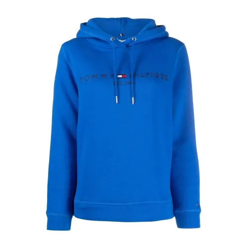 Tommy Hilfiger , Regular hilfiger hoodie ,Blue female, Sizes: