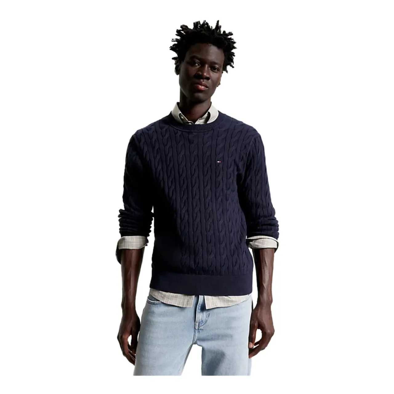 Tommy Hilfiger , Relaxed Fit Knit Sweater in Blue ,Blue male, Sizes: