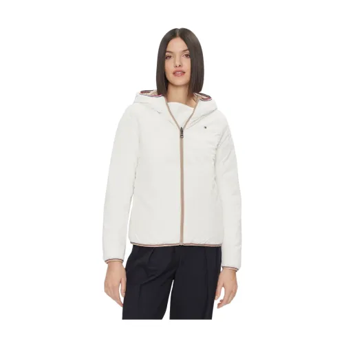 Tommy Hilfiger , Reversible Padded Jacket With Hood ,White female, Sizes: