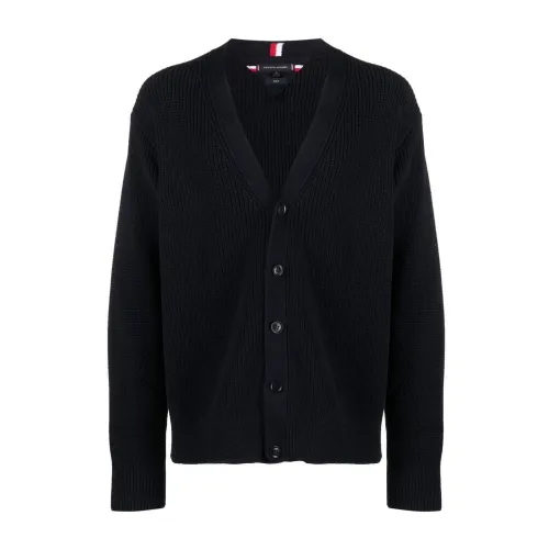 Tommy Hilfiger , Rib structure cardigan ,Blue male, Sizes: