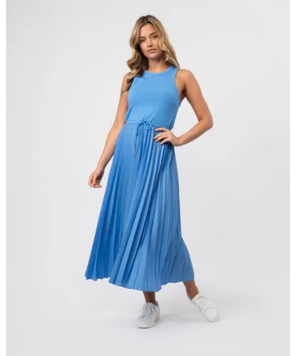 Tommy Hilfiger Rib Tank Pleated Womens Midi Dress - Light Blue