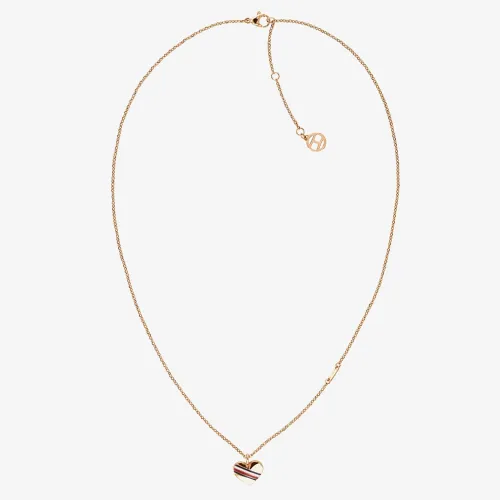 Tommy Hilfiger Rose Gold Plated Striped Heart Necklce 2780127