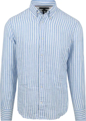 Tommy Hilfiger Shirt Linen Stripes Light Light blue Blue