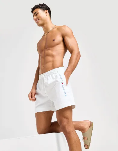 Tommy Hilfiger Side Logo Swim Shorts - White - Mens