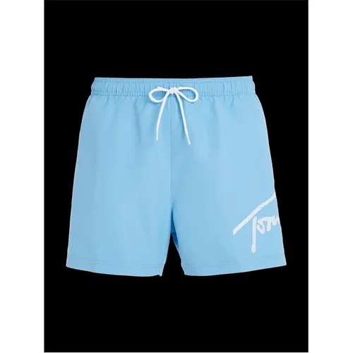 Tommy Hilfiger Signature Logo Drawstring Swim Shorts - Blue
