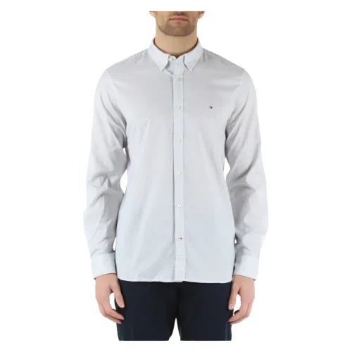 Tommy Hilfiger , Slim Fit Cotton Shirt with Button-Down Collar ,White male, Sizes: