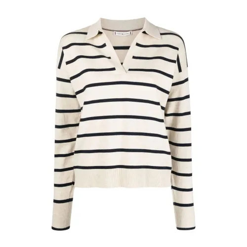 Tommy Hilfiger , Soft stripe polo sweater ,Beige female, Sizes: