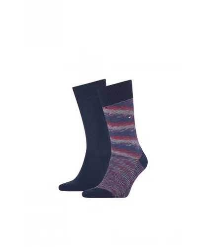 Tommy Hilfiger Spacedye Rib Sock Mens 2 Pack in Navy Fabric