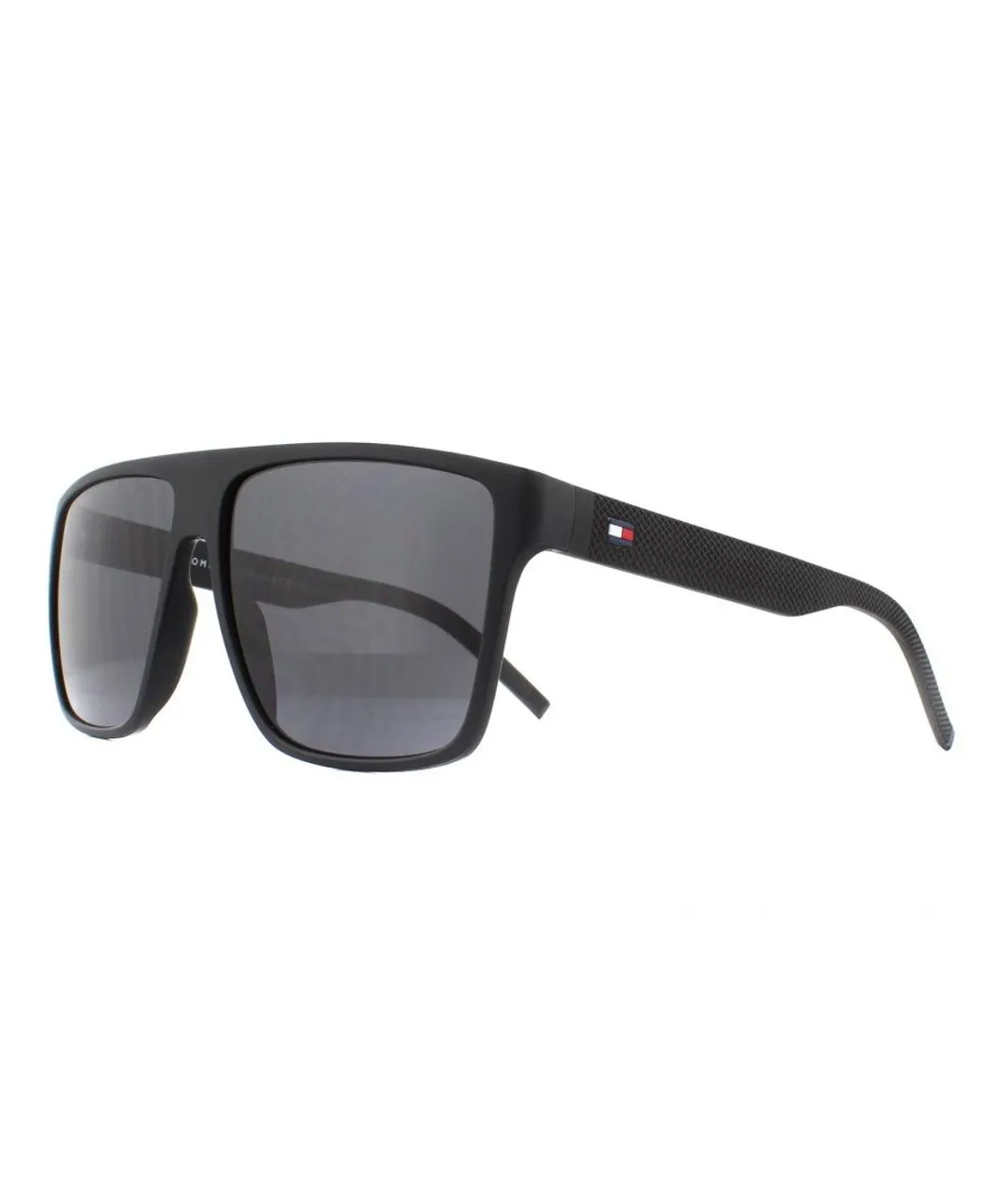 Tommy Hilfiger Square Mens Matte Black Grey Sunglasses - One