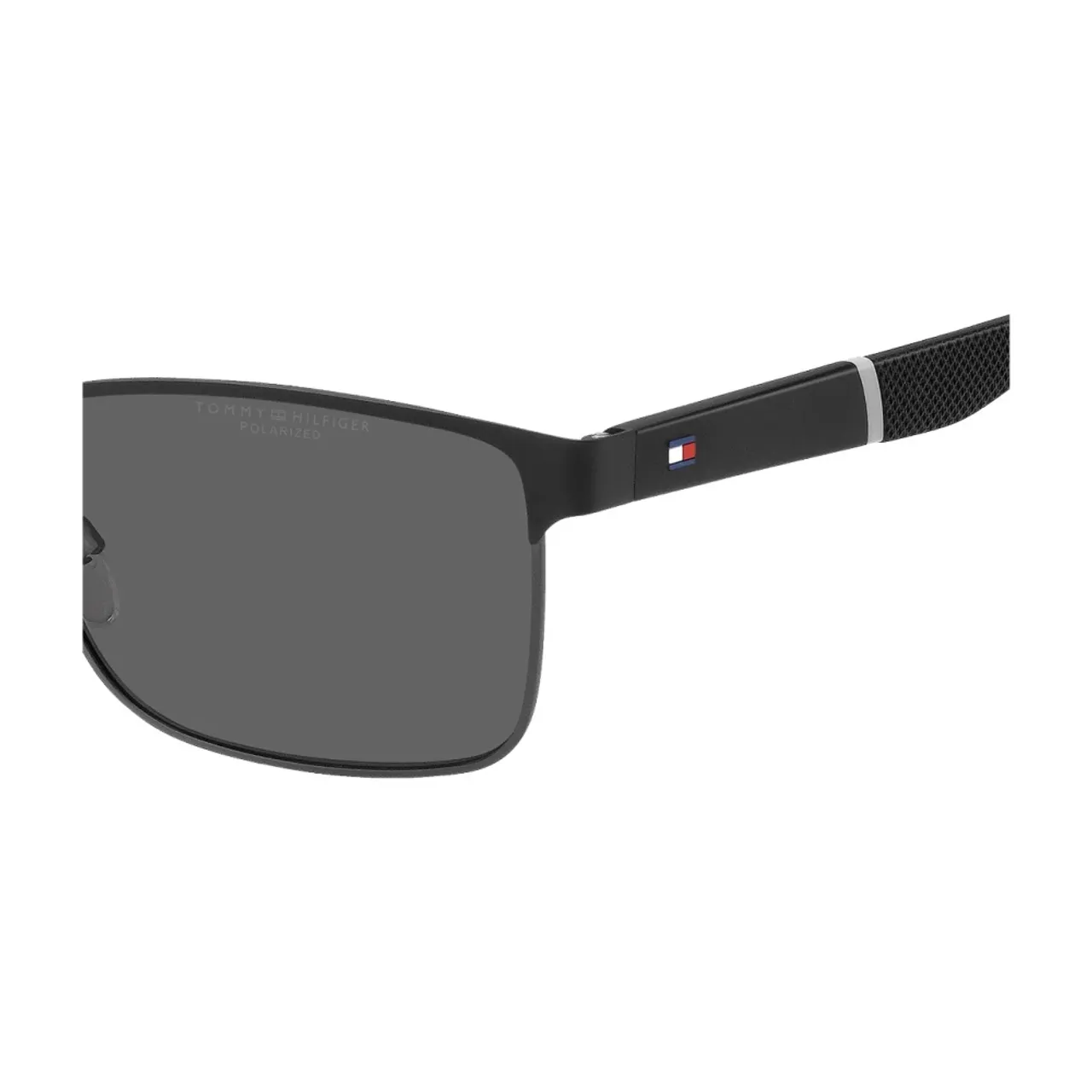 Tommy Hilfiger , Square Metal Frame Polarized Sunglasses ,Black male, Sizes: