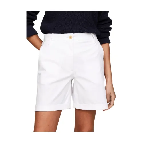 Tommy Hilfiger , Stretch Chino Mom Fit Shorts ,White female, Sizes: