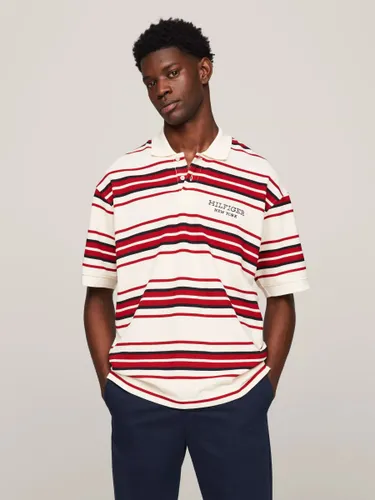 Tommy Hilfiger Stripe Short Sleeve Polo Top, Calico - Calico - Male