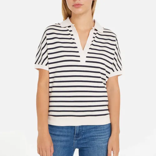 Tommy Hilfiger Striped Lyocell-Blend Polo Top