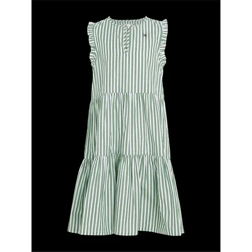 Tommy Hilfiger Striped Ruffle Sleeve Dress Juniors - Green