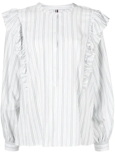 Tommy Hilfiger striped ruffle-trim blouse - White