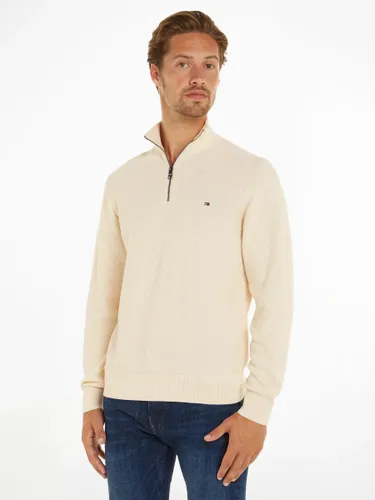 Tommy Hilfiger Structure Zip Mock Jumper, White - White - Male