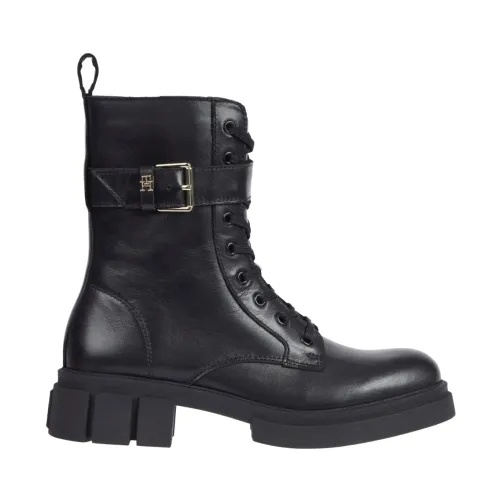 Tommy Hilfiger , Stylish Black Biker Ankle Boots ,Black female, Sizes: