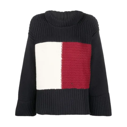 Tommy Hilfiger , TH Collection Flag Icon Sweater ,Blue female, Sizes: