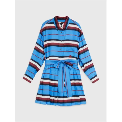 TOMMY HILFIGER Thl Stripe Pleated Shirt Dress - Blue