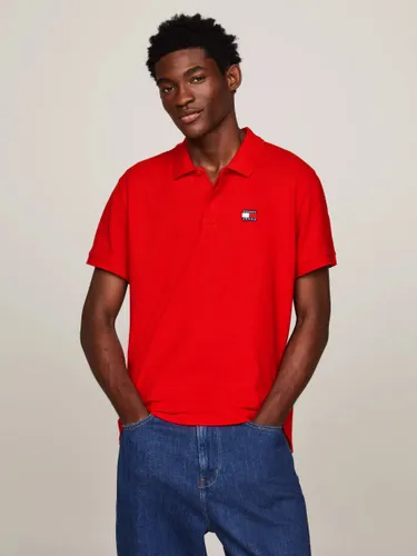 Tommy Hilfiger Tommy Jeans Logo Badge Regular Fit Polo Shirt - Deep Crimson - Male