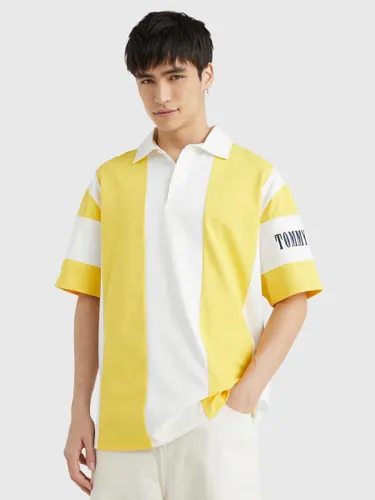 Tommy Hilfiger Tommy Jeans Stripe Archive Short Sleeve Polo Shirt, Star Yel White - Star Yel White - Male