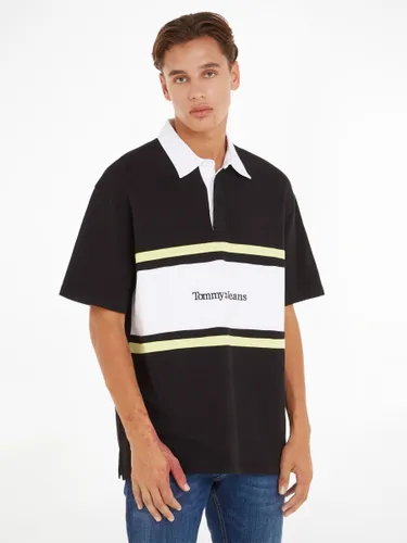 Tommy Hilfiger Tommy Jeans Stripe Rugby Shirt, Black - Black - Male