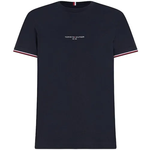 Tommy Hilfiger Tommy Logo Tipped Tee - Blue