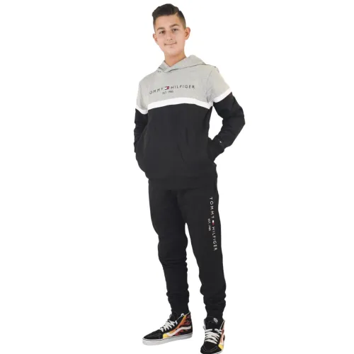 Tommy Hilfiger , Tracksuit composed of a hoodie and sweatpants ,Black male, Sizes: