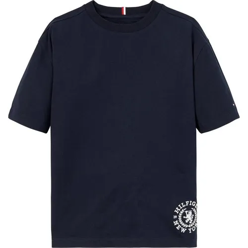 Tommy Hilfiger Varsity Crest Logo T-Shirt Juniors - Blue