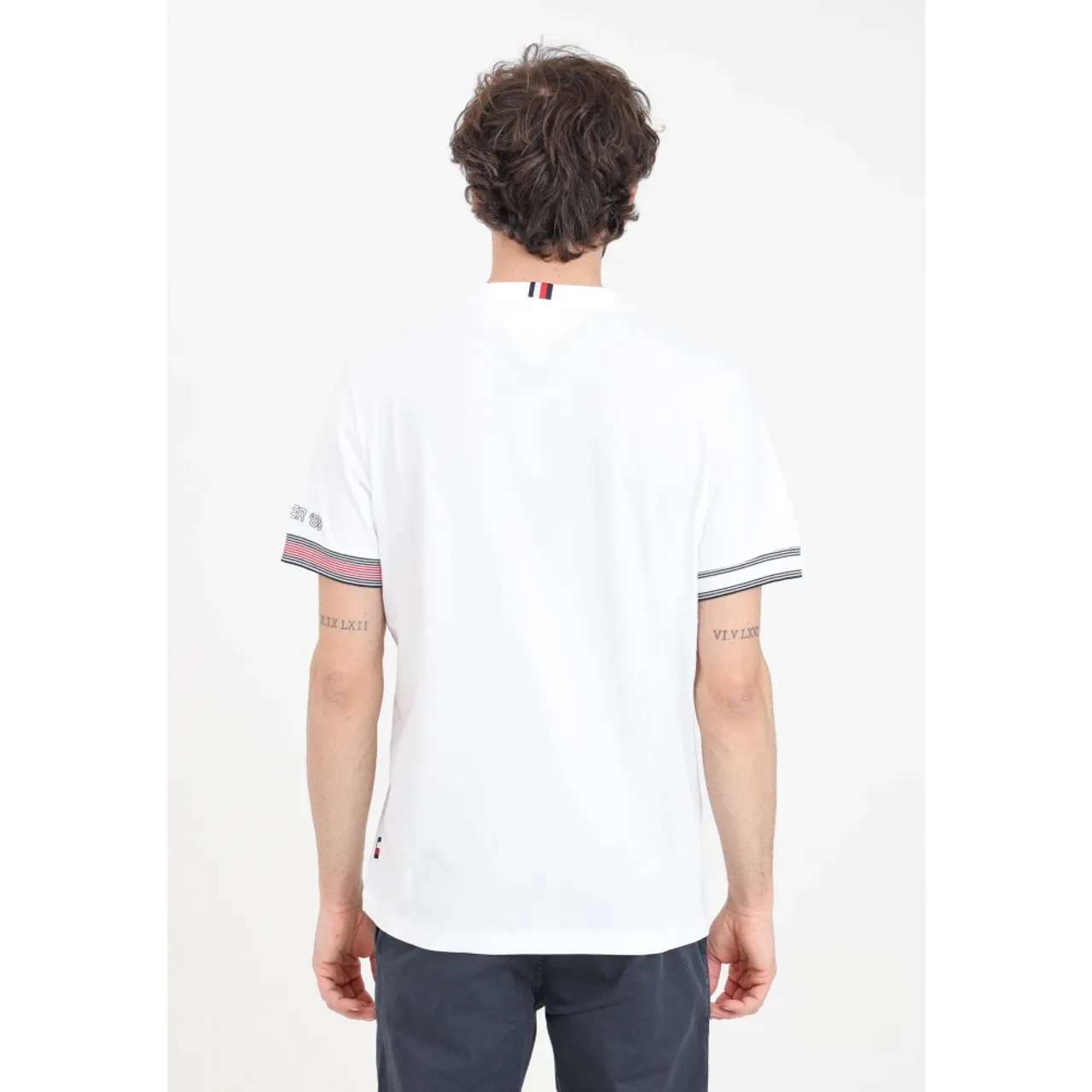 Tommy Hilfiger , White Logo Sleeve T-shirt ,White male, Sizes: