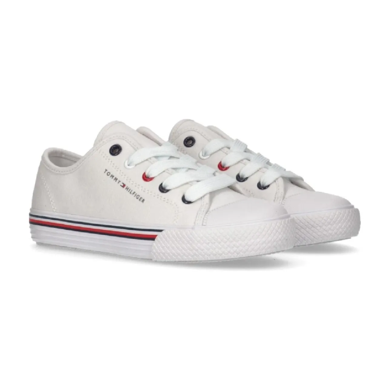 Tommy Hilfiger , White Low Top Lace-Up Sneakers ,White unisex, Sizes: