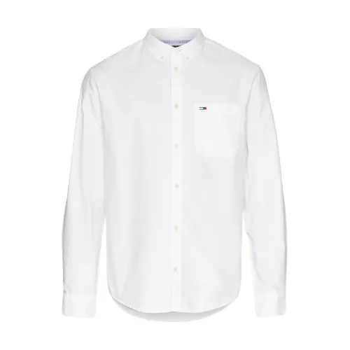 Tommy Hilfiger , White Oxford Shirt with Chest Pocket ,White male, Sizes:
