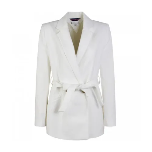 Tommy Hilfiger , Women Belted Blazer Jacket ,White female, Sizes: