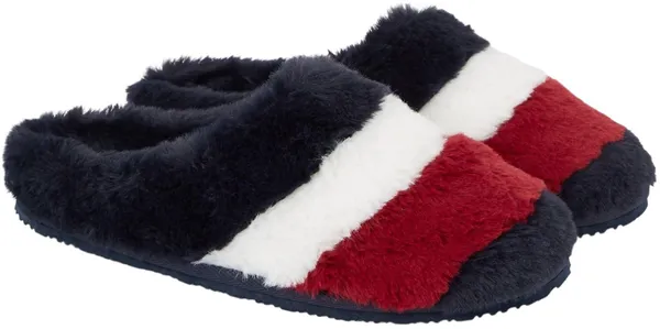 Tommy Hilfiger Women Flag Fur Home Slippers Plush