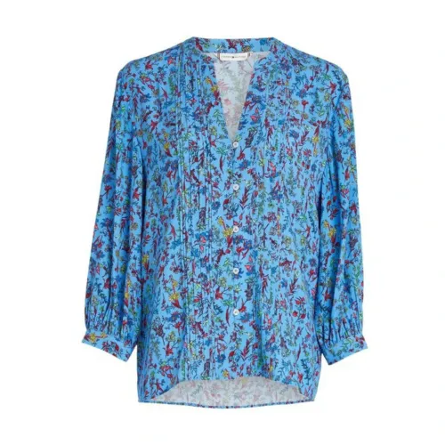 Tommy Hilfiger , Women`s blouse with multicolor floral pattern ,Blue female, Sizes: